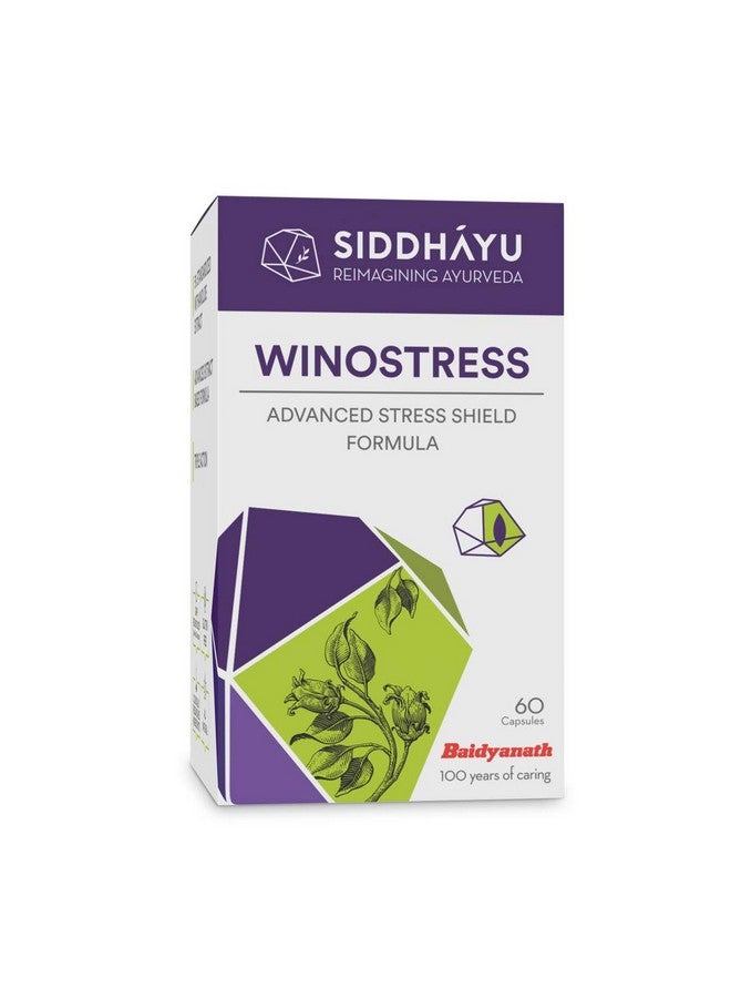 Siddhayu Winostress (From the house of Baidyanath) | Herbal Stress Support Tablets - 60 Capsules X 1 - Image 3