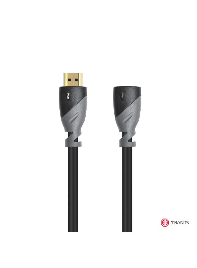 Trands High-Speed 4K Ultra HD HDMI Extension Cable, 1 Meter, Triple-Shielded, Gold-Plated, Black - Image 1