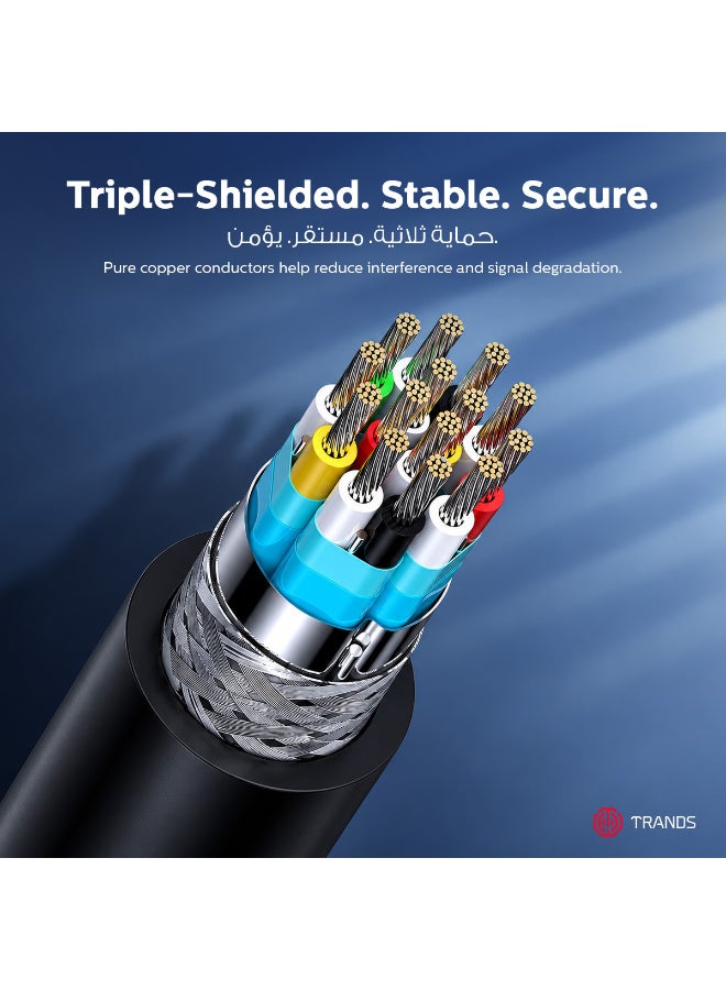 Trands High-Speed 4K Ultra HD HDMI Extension Cable, 1 Meter, Triple-Shielded, Gold-Plated, Black - Image 5