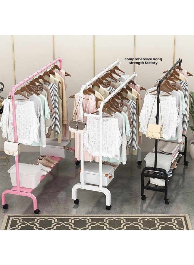 Bold Hanger Floor Drying Rack Household Indoor Folding Vertical Clothes Shelf Simple Wardrobe Storage-Color:Black  Coat Rack Length 1.1m + Wheels  - Image 2