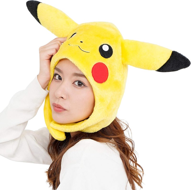 SAZAC Pikachu Pokemon Kigurumi Hat  Adult Beanie with Strap Ear Flaps  Halloween Costume Cosplay - Image 1