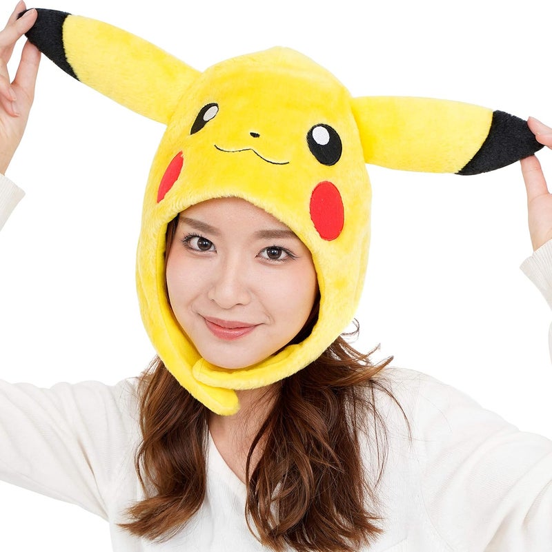 SAZAC Pikachu Pokemon Kigurumi Hat  Adult Beanie with Strap Ear Flaps  Halloween Costume Cosplay - Image 2