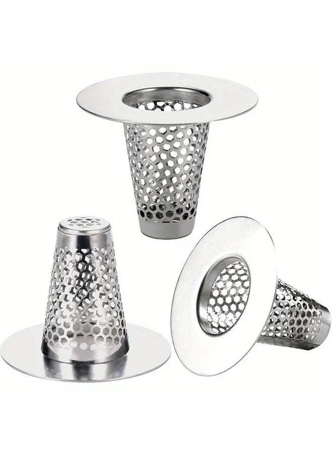 Triple Pack Premium Stainless Steel Bathroom Sink Drain Filter Hair Catcher Fit 1.2 To 1.6 Inch Drain Hole Silvery - Image 1