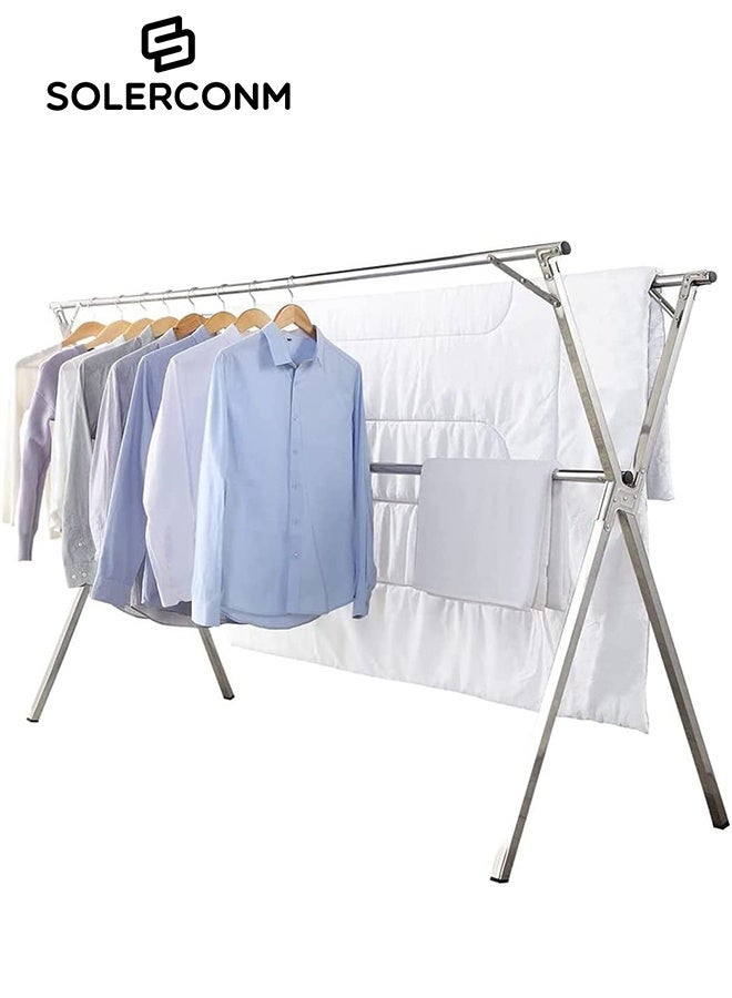 سولاكان منشر غسيل قابل للتعديل من الستانلس ستيل، قابل للطي للاستخدام الداخلي والخارجي، ارتفاع من 135 سم إلى 200 سم - Image 1