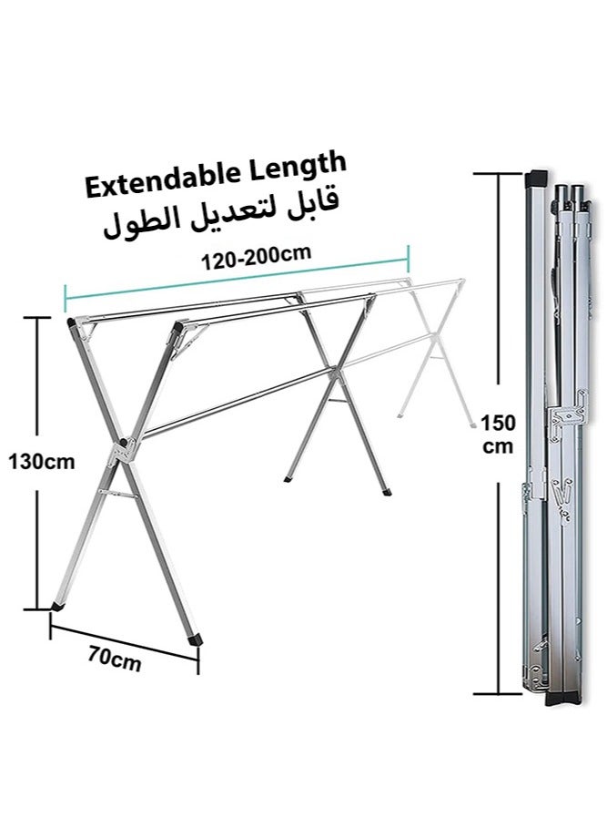 سولاكان منشر غسيل قابل للتعديل من الستانلس ستيل، قابل للطي للاستخدام الداخلي والخارجي، ارتفاع من 135 سم إلى 200 سم - Image 2