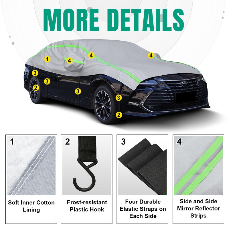 AltoCover Half Car Cover Snow, Hail Car Cover with Cotton Liner, Sunroof & Windshield Cover for Ice and Snow, All Weather Car Body Cover for Sun, Rain, Dust, Fit SUV L - Image 4