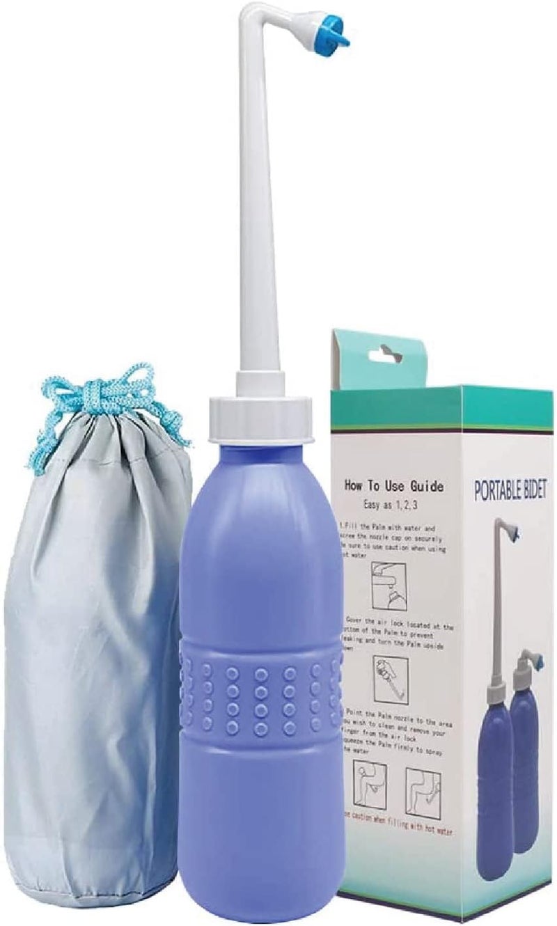 SHOWAY ECVV 650 ml Large Portable shattaf Bidet Bottle Handheld Travel Toilet shataf Hand Spray Seat Water-Blue - Image 1