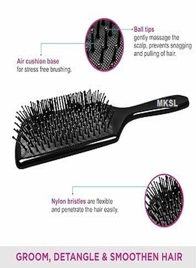 MKSL Mini Paddle Hair Brush for Men & Women | Paddle Hair Brush For Detangle : Elite Range - Ultra Soft & Flexible Nylon Bristles Great for Straightening, Smoothing out Curls, Frizz & Flyaways - Image 3