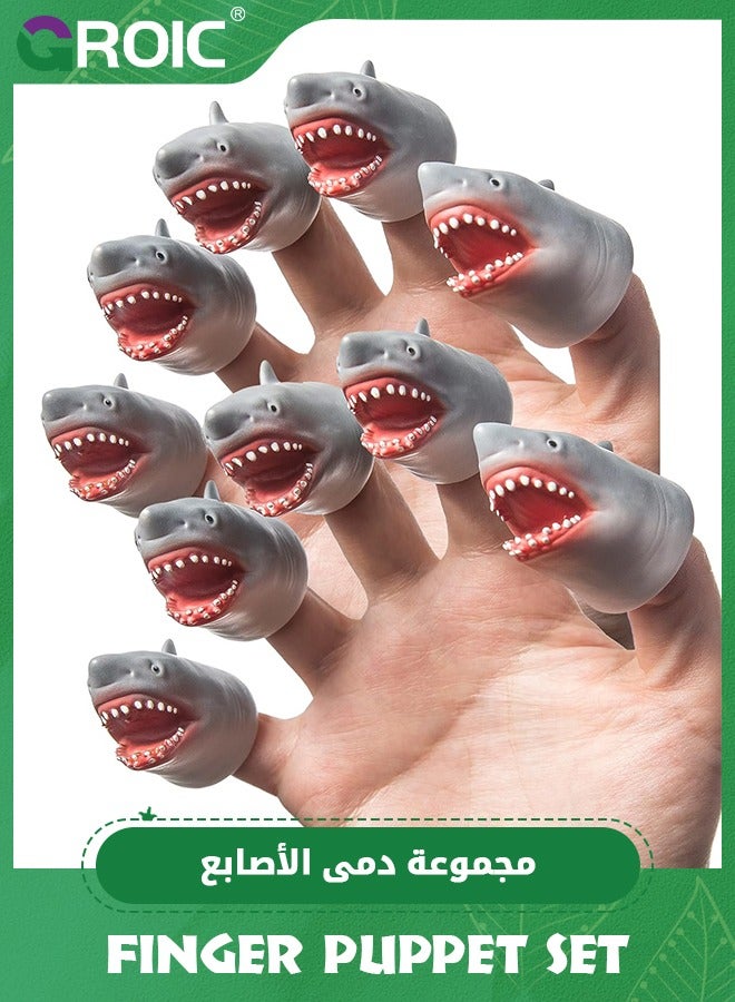 GROIC 5PCS Shark Finger Puppet Set, Animals Puppet Show Theater Props, Novelty Toys,Fun and Realistic Design,Party Favors - Image 1