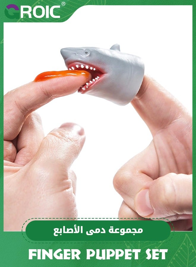 GROIC 5PCS Shark Finger Puppet Set, Animals Puppet Show Theater Props, Novelty Toys,Fun and Realistic Design,Party Favors - Image 4