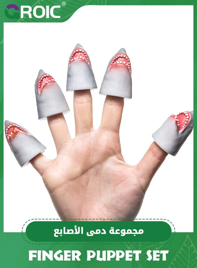 GROIC 5PCS Shark Finger Puppet Set, Animals Puppet Show Theater Props, Novelty Toys,Fun and Realistic Design,Party Favors - Image 5