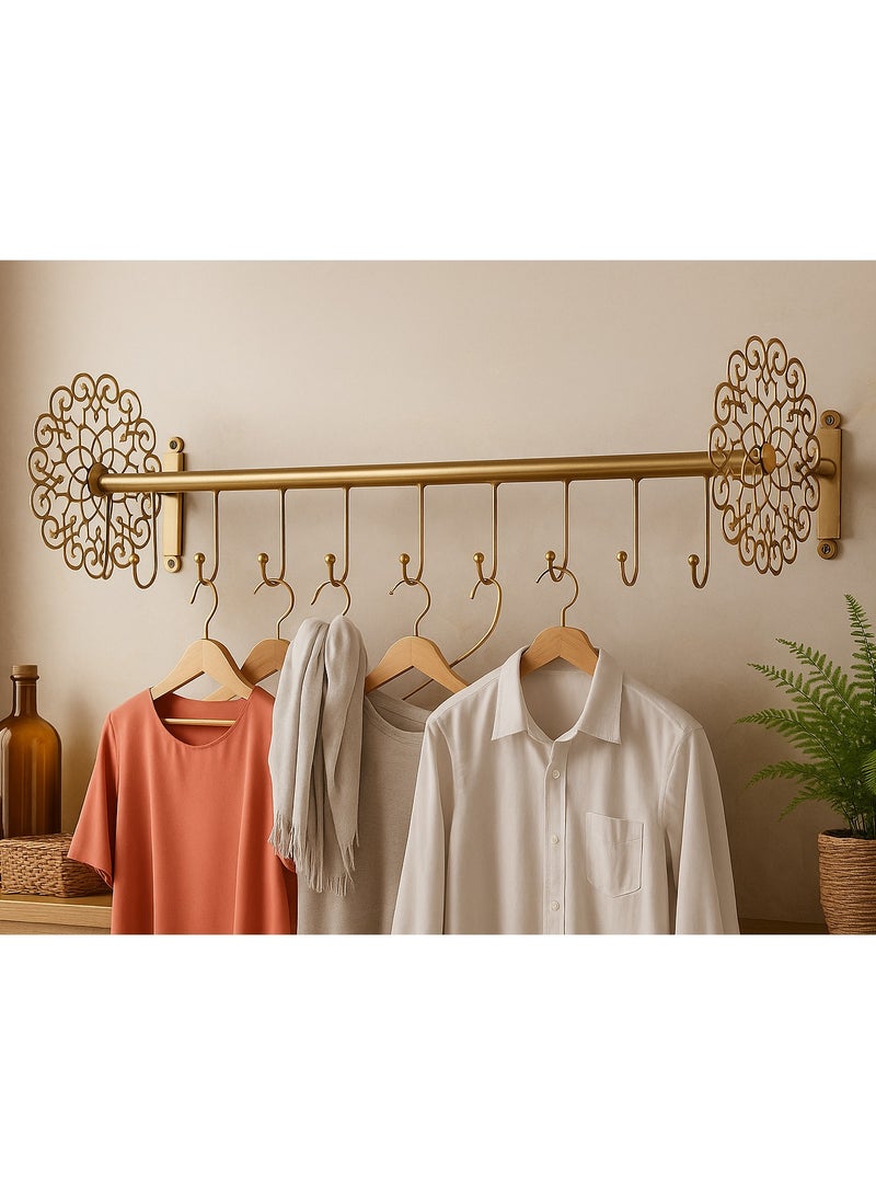 bilutih Gold Wall-Mounted Clothes Rack, Heavy Duty Iron, Multi-Purpose Clothes Rack, Space Saving Wardrobe, Suitable for Laundry Room, Bedroom, Living Room - Image 2