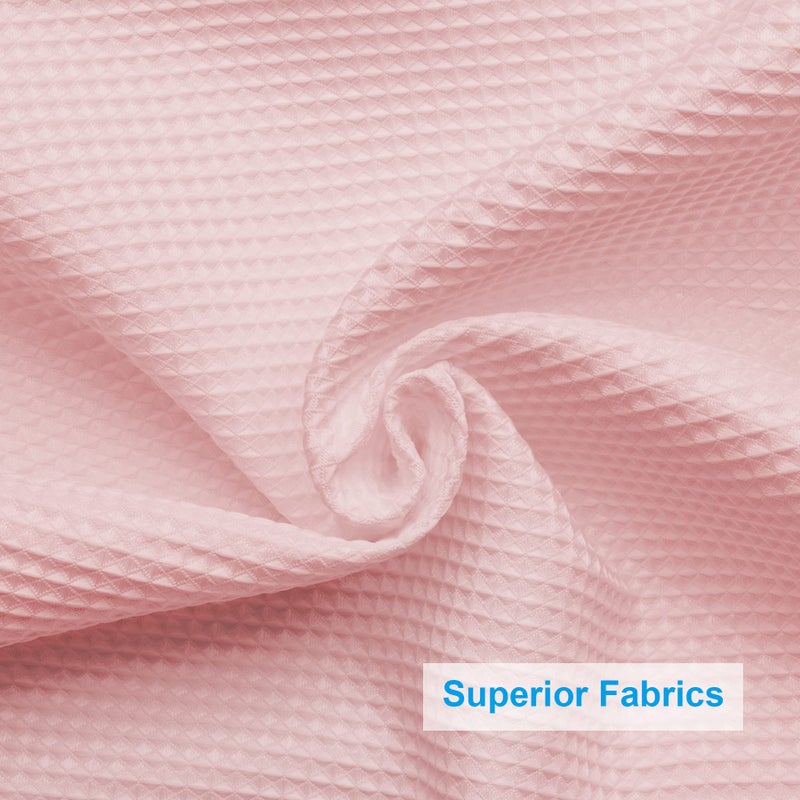 AmazerBath Blush Pink Shower Curtain Fabric, Waffle Shower Curtain Heavy Duty 240GSM, Hotel Quality Bathroom Shower Curtains, 72 x 72 Inches - Image 4