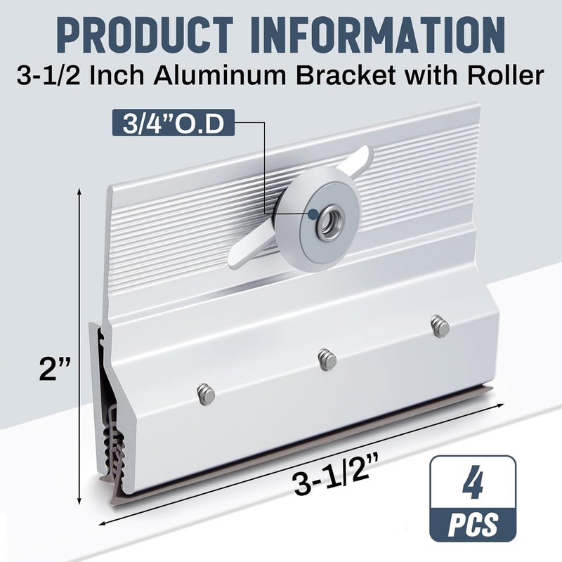 Yaocom 4 Pcs M 6053 Frameless Shower Door Rollers Top Bracket Roller Assembly 3/4 in Round Plastic Wheel Shower Door Replacement Parts Ball Bearings, Extruded Aluminum, Chrome Finish - Image 2
