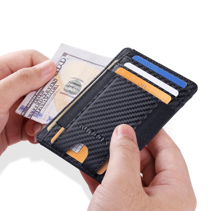 RUNBOX Slim Minimalist Wallet 8-12 Cards Front Pocket RFID Blocking Leather Small Thin Card Holder Wallets for Men and Women Gifts for Him - Image 3
