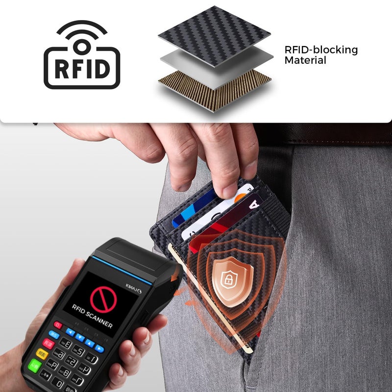 RUNBOX Slim Minimalist Wallet 8-12 Cards Front Pocket RFID Blocking Leather Small Thin Card Holder Wallets for Men and Women Gifts for Him - Image 5