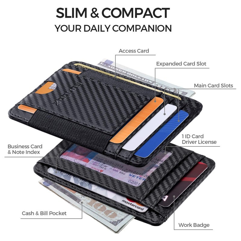 RUNBOX Slim Minimalist Wallet 8-12 Cards Front Pocket RFID Blocking Leather Small Thin Card Holder Wallets for Men and Women Gifts for Him - Image 4