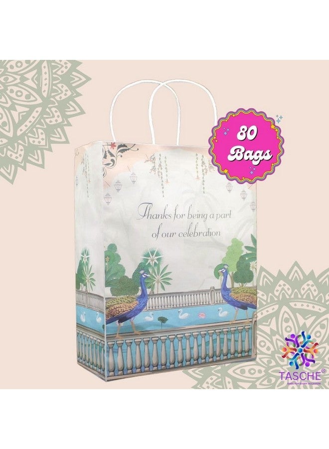TASCHE حقائب ورقية بتصميم طاووس هندي للهدايا التذكارية|الزفاف|عيد الميلاد|الهدايا العطلة (عبوة من 80) ، متعددة الألوان - Image 5
