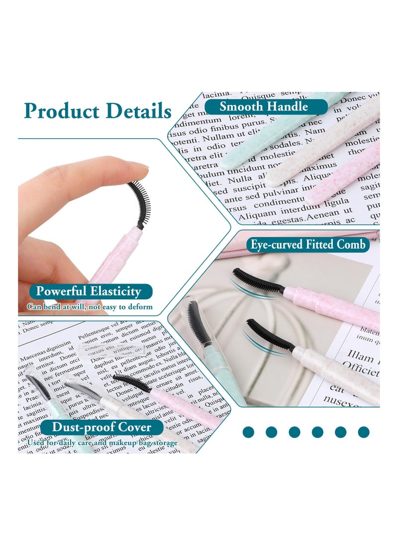 SYOSI - 6 Pcs Eyelash Mascara Brushes, Eyelash Separator Lash Make-up Applicator Eyebrow Brush Eyelash Comb Eyelashes Definer with Dust Lid Resuable Brow Grooming Brush (White, Blue and Pink) - Image 1