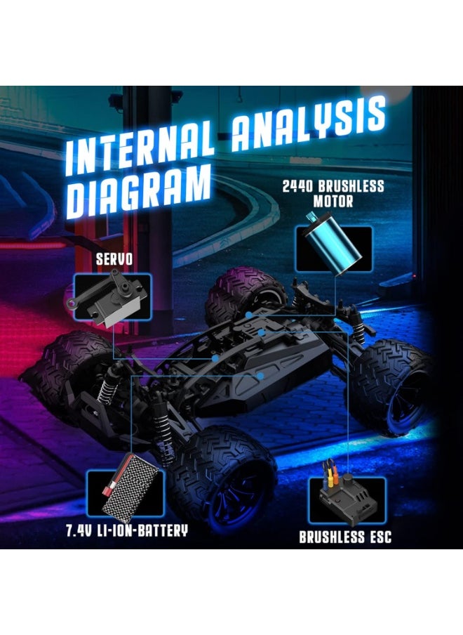 XTREAM XTREME SPEED 9002E 1/14 Scale 4WD RC Car: 40km/h Brushless High-Speed Waterproof Off-Road Racing Truck with Metal Shocks & Dual Differentials – Hobby Grade Remote Control Monster Vehicle for Adults & Kids (Ages 14+) – Conquer Any Terrain!  - Image 4