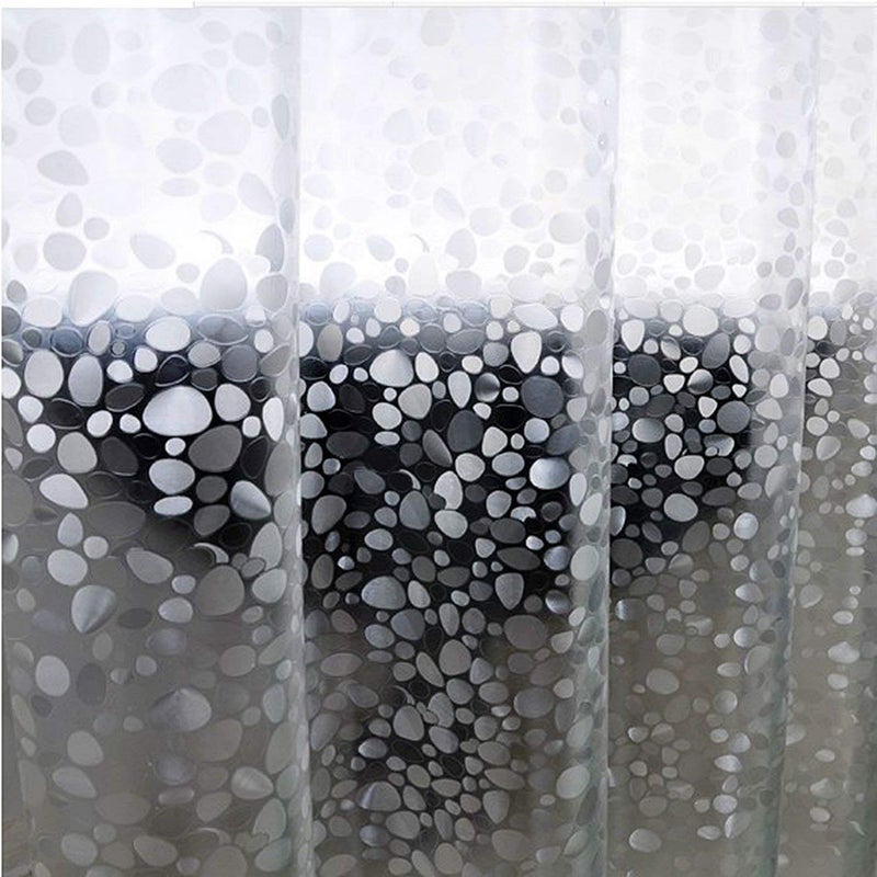 HOMECROWN 3D Stone Design Waterproof Plastic 7 Feet Transparent Bathroom Shower Curtain with 8 Hooks Clear 54 x 84 Inch - Image 4