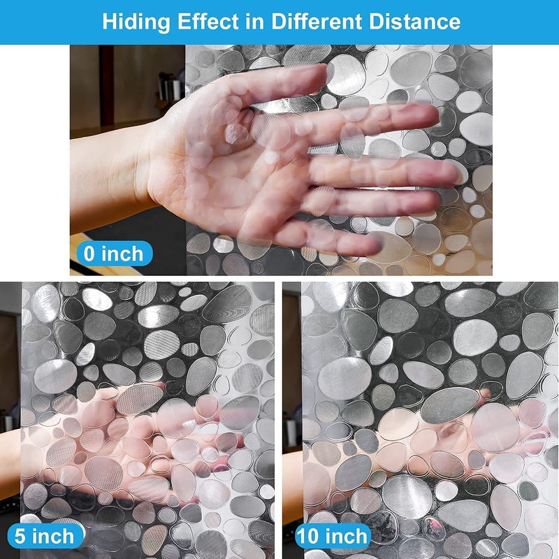 HOMECROWN 3D Stone Design Waterproof Plastic 7 Feet Transparent Bathroom Shower Curtain with 8 Hooks Clear 54 x 84 Inch - Image 5