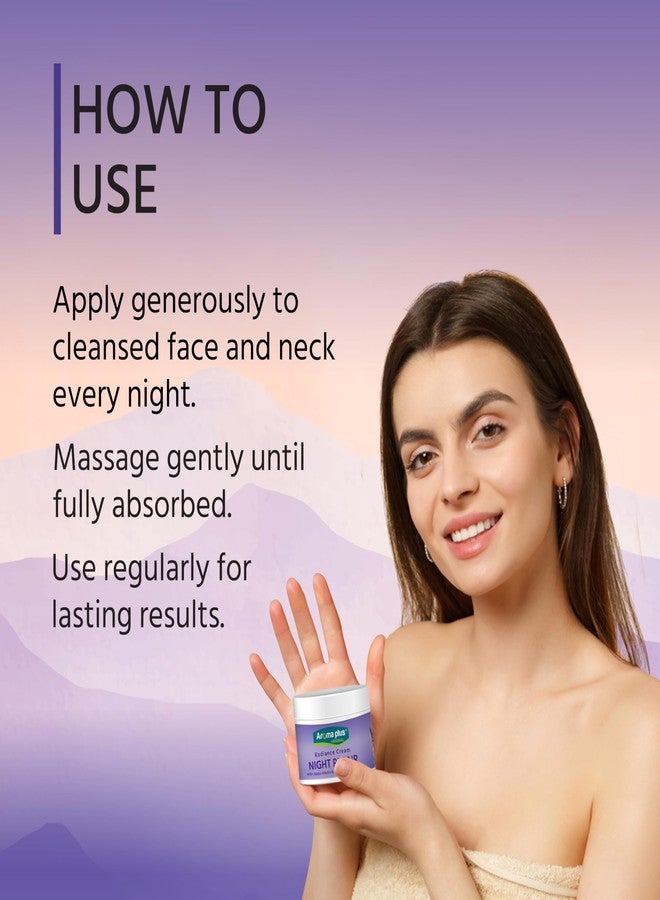 Aromaplus Herbal Night Repair Radiance Cream - Hydrate, Replenish & Restore | With Alpha Arbutin & Peonia Root Extracts | Brightening Night Cream for Even Skin Tone & Deep Hydration (50g) - Image 5