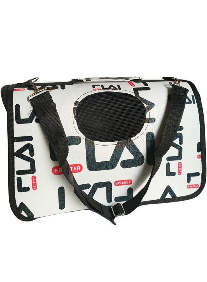 حقيبة كتف للحيوانات الأليفة | حقيبة حمل للكلاب | حقيبة حمل للقطط - حقيبة سفر خارجية قابلة للتنفس مطبوعة على شكل برميل (الحجم - متوسط، التصميم - داستار) - Image 1