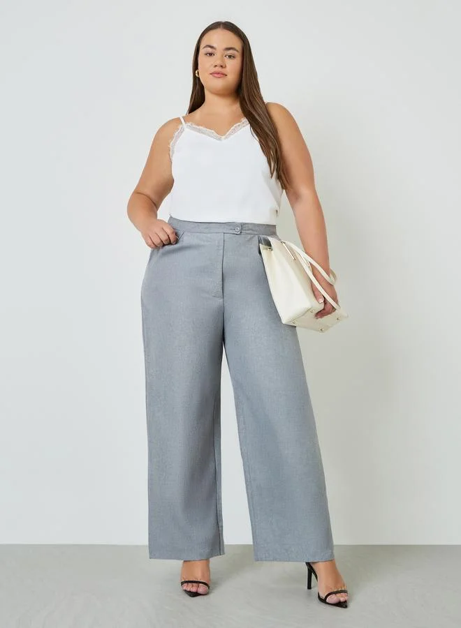 ستايلي High waist wide leg front single pleated pants