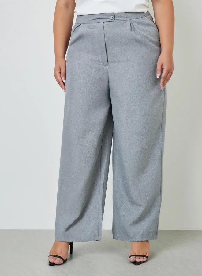 ستايلي High waist wide leg front single pleated pants