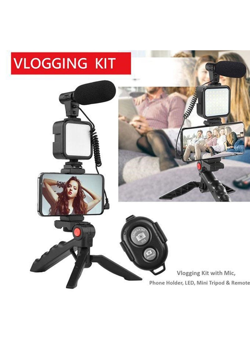 Marrkhor - Vlogging Live Streaming Kit With Microphone Tripod Black - Image 1