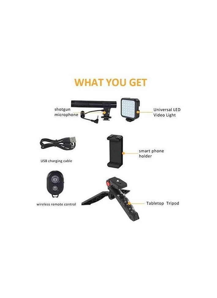 Marrkhor - Vlogging Live Streaming Kit With Microphone Tripod Black - Image 1