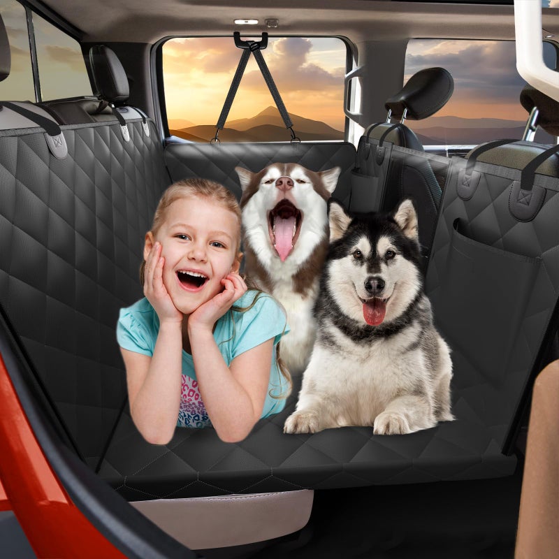 ROUWINNE Back Seat Extender for Dogs Truck-Large Space, Dog Pet Seat Cover Back Seat Hard Bottom Holds 420lb, Waterproof Dog Hammock for Crew Cab Trucks F150, RAM1500, Sierra, Tundra, Silverado, Black - Image 1