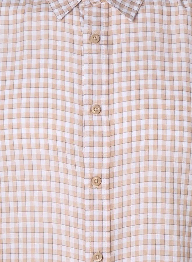 Splash FAV Brown Men Regular Fit Collared Checked Long Sleeve Shirt for Men | Best Price UAE