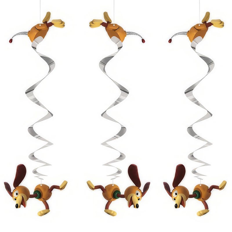 Unique Toy Story Slinky Dog Hanging Swirl Decorations - 26", Silver, 3 Pcs - Image 1