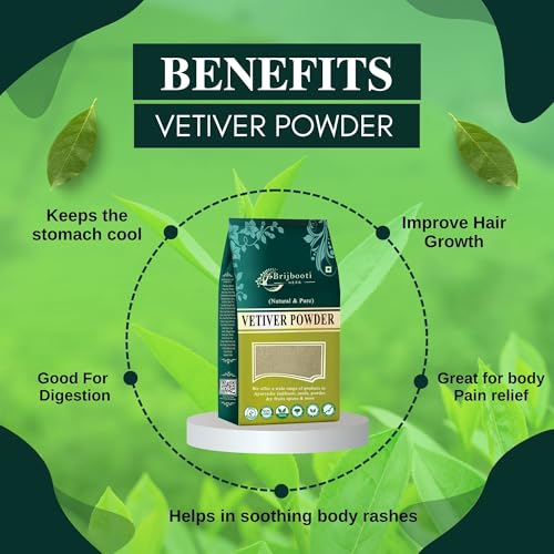 BrijBooti Vetiver Root Organic Powder 800 Gr - Khus Root Powder (khus khus powder) - Kas Ramacham - Vetiveria Zizanioides for Hair Growth| Face Scrub| Healthy Skin - Image 2