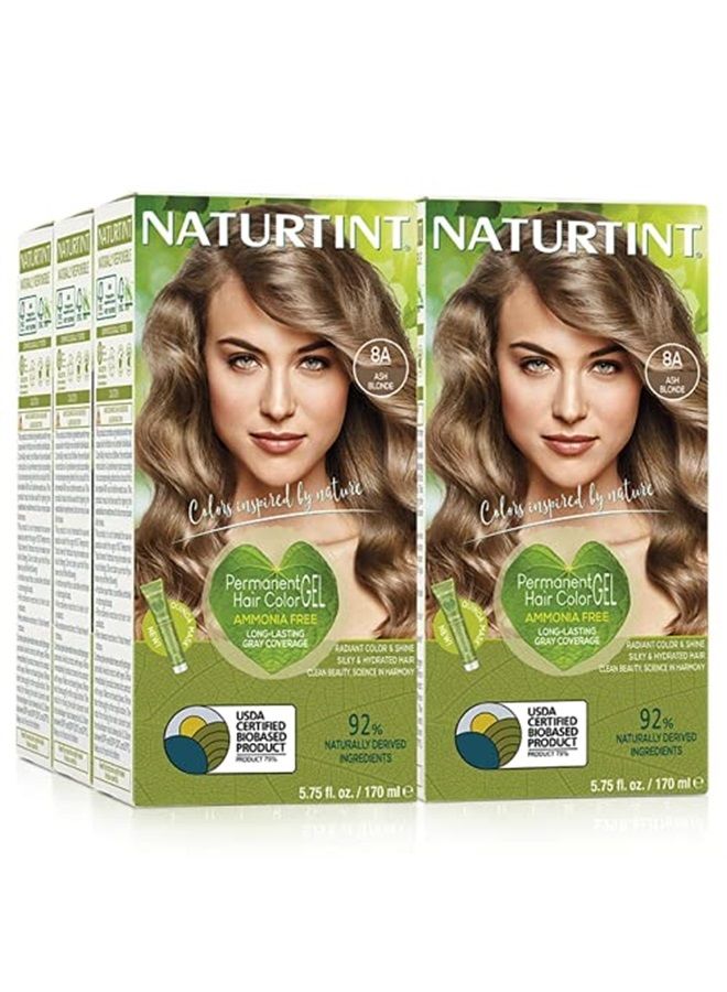 NATURTINT Permanent Hair Color 8A Ash Blonde (Pack of 6), Ammonia Free, Vegan, Cruelty Free, up to 100% Gray Coverage, Long Lasting Results - Image 1