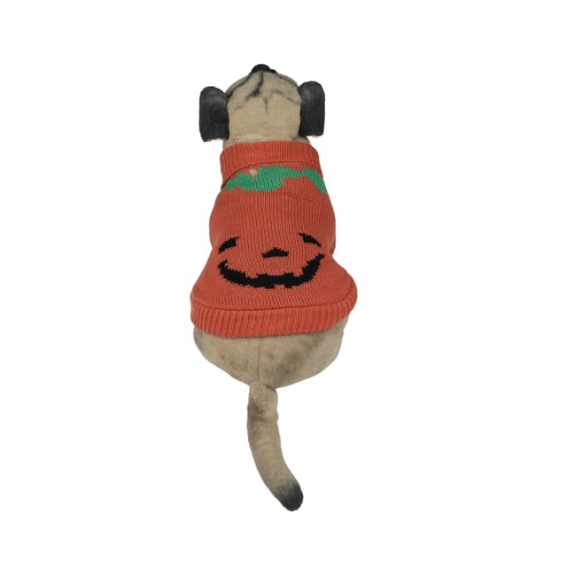Lulala Dog Sweater, Knitted Turtleneck Cold Weather Dog Sweater for Small Dogs, Soft Diamond Plaid Pullover Knitwear Dog Winter Warm Clothes, Pet Coat Puppy Sweater (Orange, 8 Inch) - Image 3