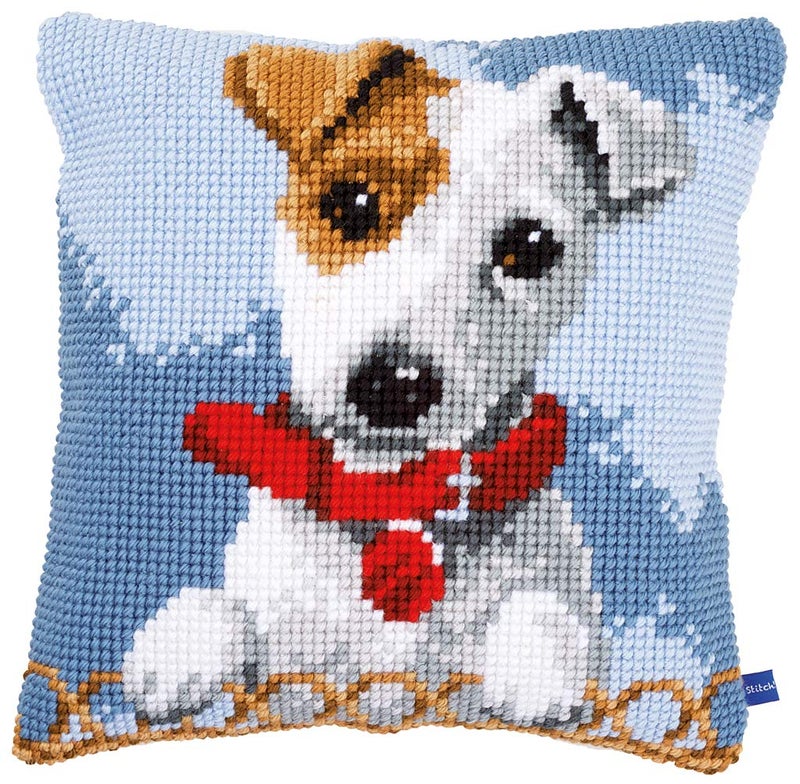 Vervaco Cross Stitch Cushion Kit: Jack Russell, NA, 40 x 40cm - Image 1