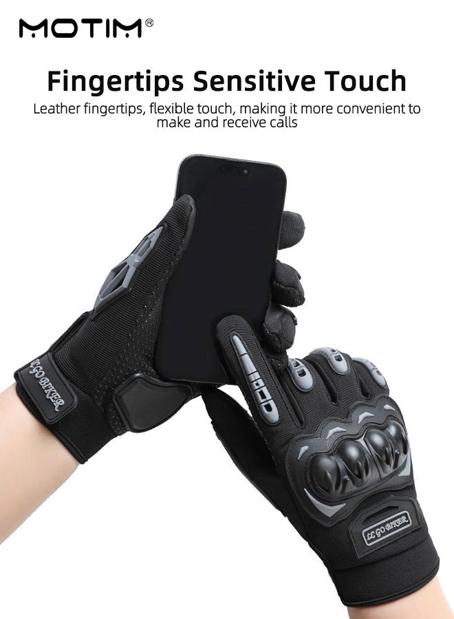 Motim Touchscreen Motorcycle Full Finger Gloves for Men Women, Hard Knuckle Outdoor Glove Motorcycle Motorbike Powersports Safety Gloves - Image 2