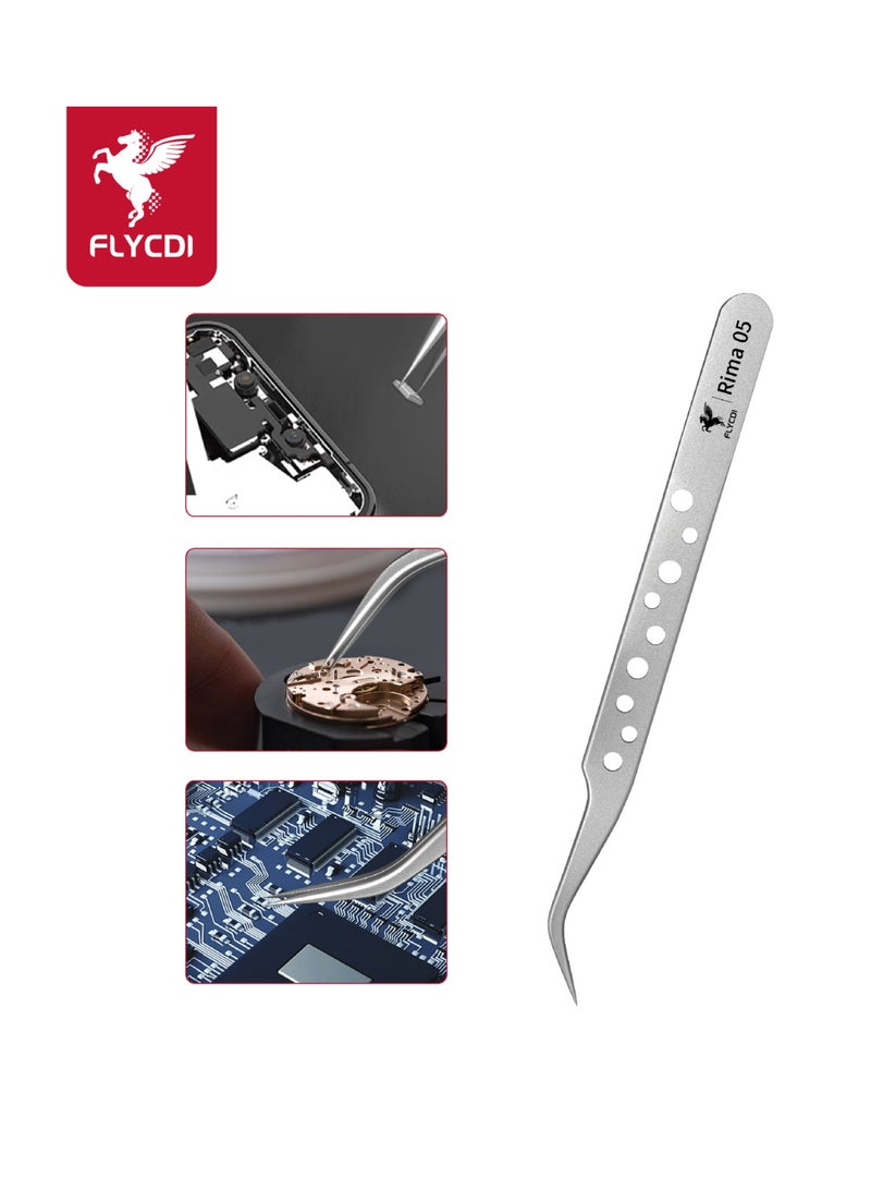 flycdi 9-hole Precision Anti-static Sandblasted Elbow Tweezers - Image 2