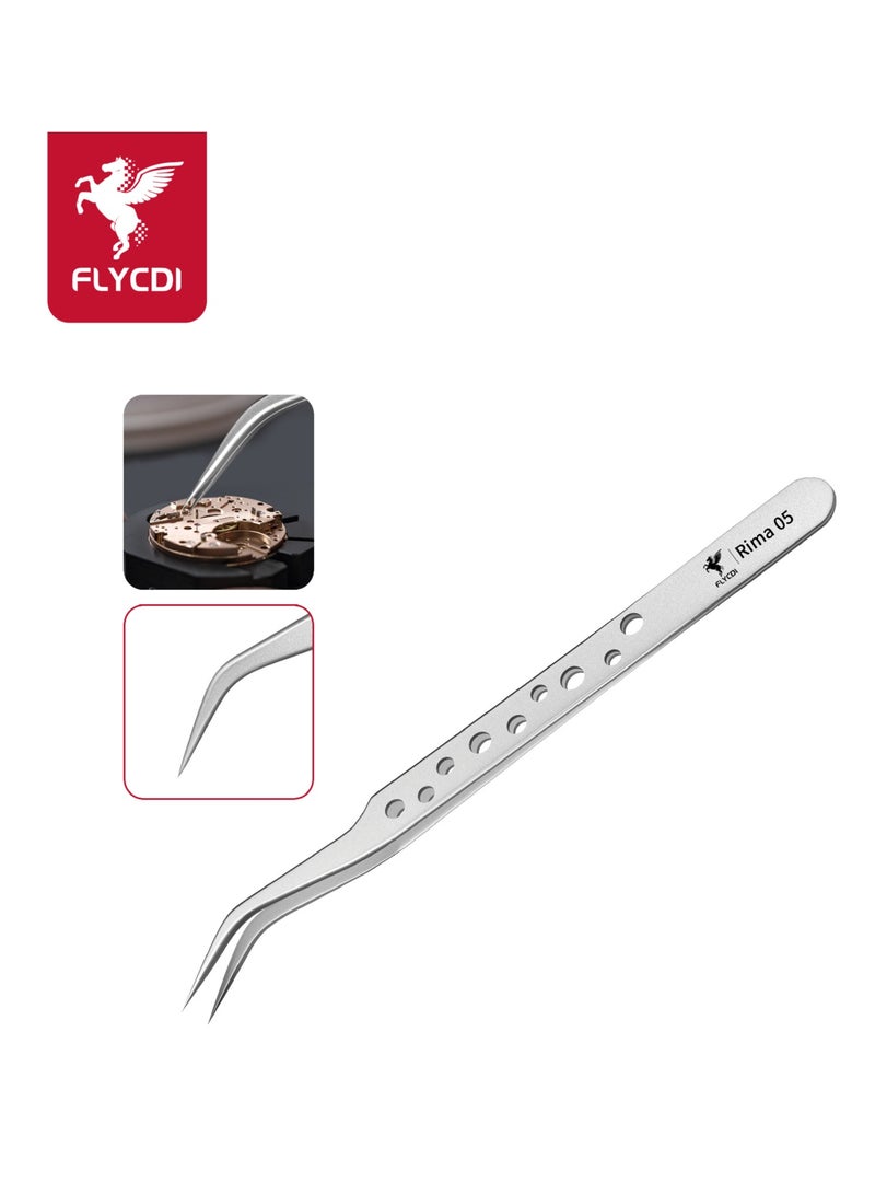 flycdi 9-hole Precision Anti-static Sandblasted Elbow Tweezers - Image 4
