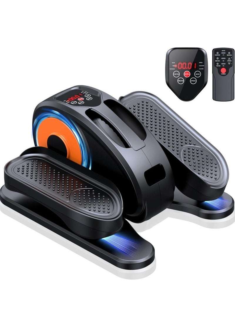 ميون جهاز تمارين بيضاوي الشكل تحت المكتب، جهاز تمارين الساق البيضاوي لكبار السن، مجمع بالكامل، جهاز تمارين دواسة كهربائي محمول وهادئ مع جهاز تحكم عن بعد و12 سرعة قابلة للتعديل، أسود - Image 1