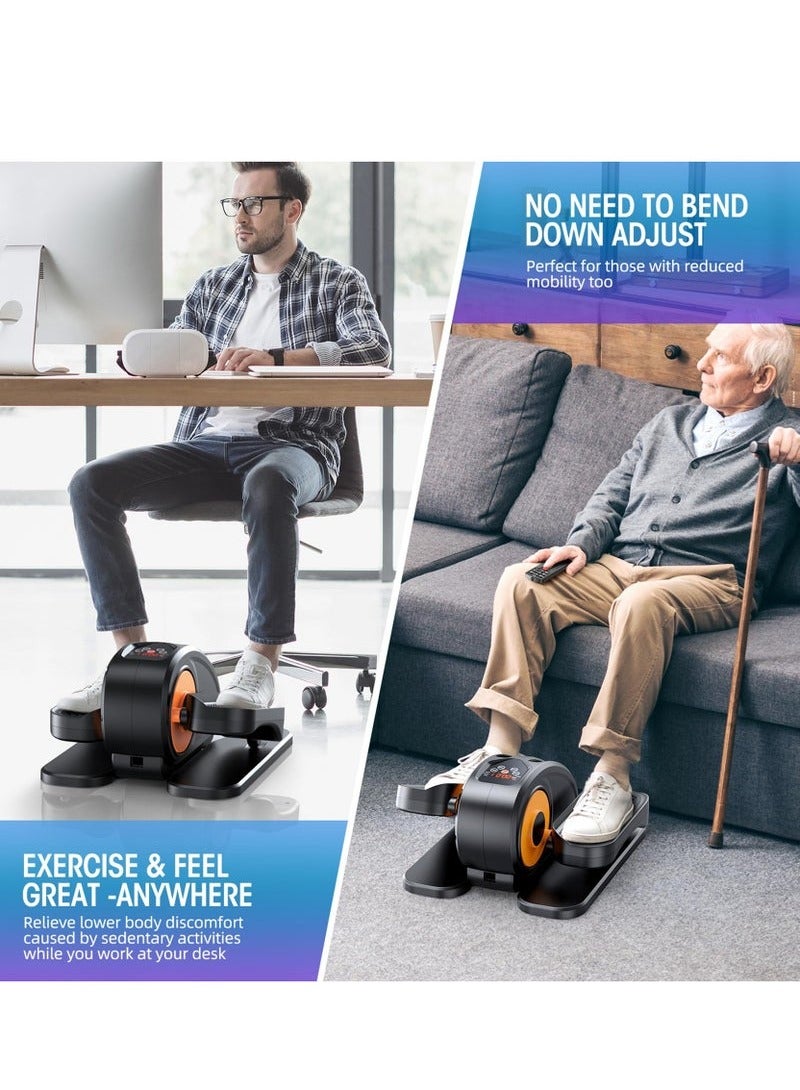 ميون جهاز تمارين بيضاوي الشكل تحت المكتب، جهاز تمارين الساق البيضاوي لكبار السن، مجمع بالكامل، جهاز تمارين دواسة كهربائي محمول وهادئ مع جهاز تحكم عن بعد و12 سرعة قابلة للتعديل، أسود - Image 3