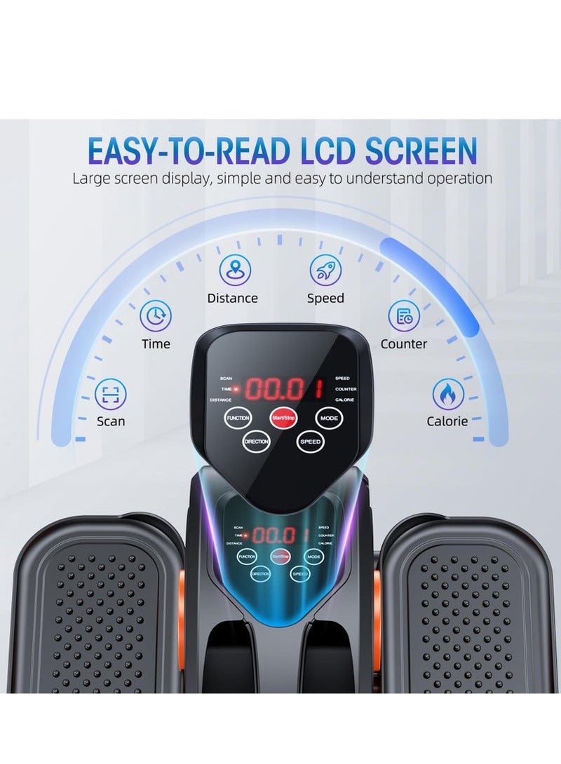 ميون جهاز تمارين بيضاوي الشكل تحت المكتب، جهاز تمارين الساق البيضاوي لكبار السن، مجمع بالكامل، جهاز تمارين دواسة كهربائي محمول وهادئ مع جهاز تحكم عن بعد و12 سرعة قابلة للتعديل، أسود - Image 4