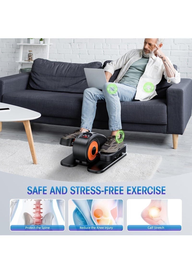 ميون جهاز تمارين بيضاوي الشكل تحت المكتب، جهاز تمارين الساق البيضاوي لكبار السن، مجمع بالكامل، جهاز تمارين دواسة كهربائي محمول وهادئ مع جهاز تحكم عن بعد و12 سرعة قابلة للتعديل، أسود - Image 2