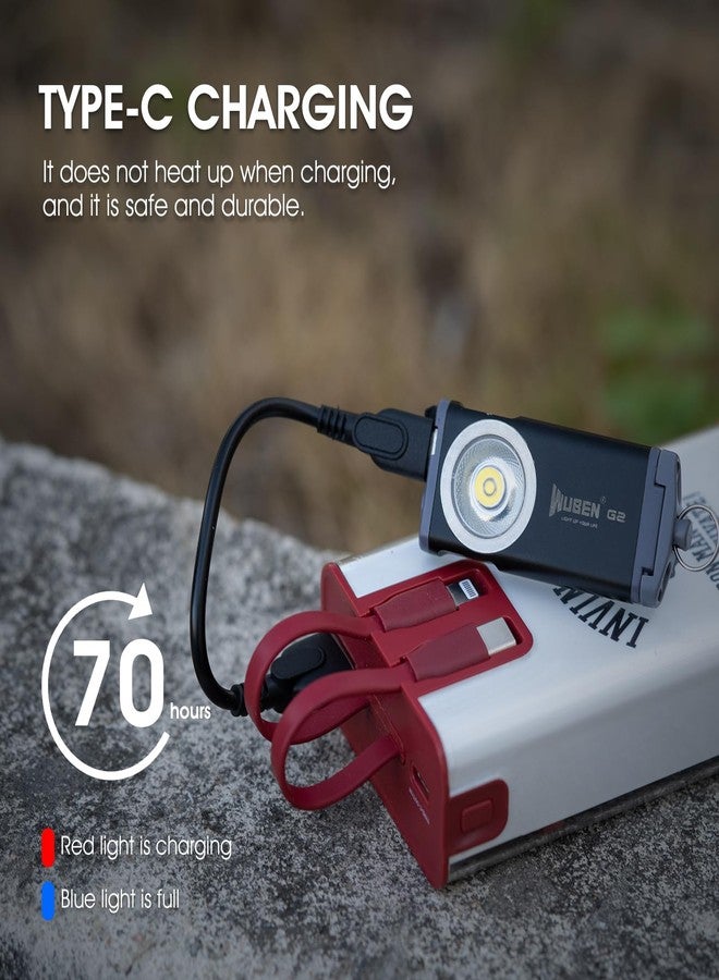 وبين سلسلة مفاتيح WUBEN G2 Mini Flashlight، 500 لومن قابلة لإعادة الشحن، 5 أوضاع، سلسلة مفاتيح EDC صغيرة LED، ألمع مصباح يدوي، مشبك قبعة مغناطيسي للسفر والمشي والبحث والتنزه - Image 3