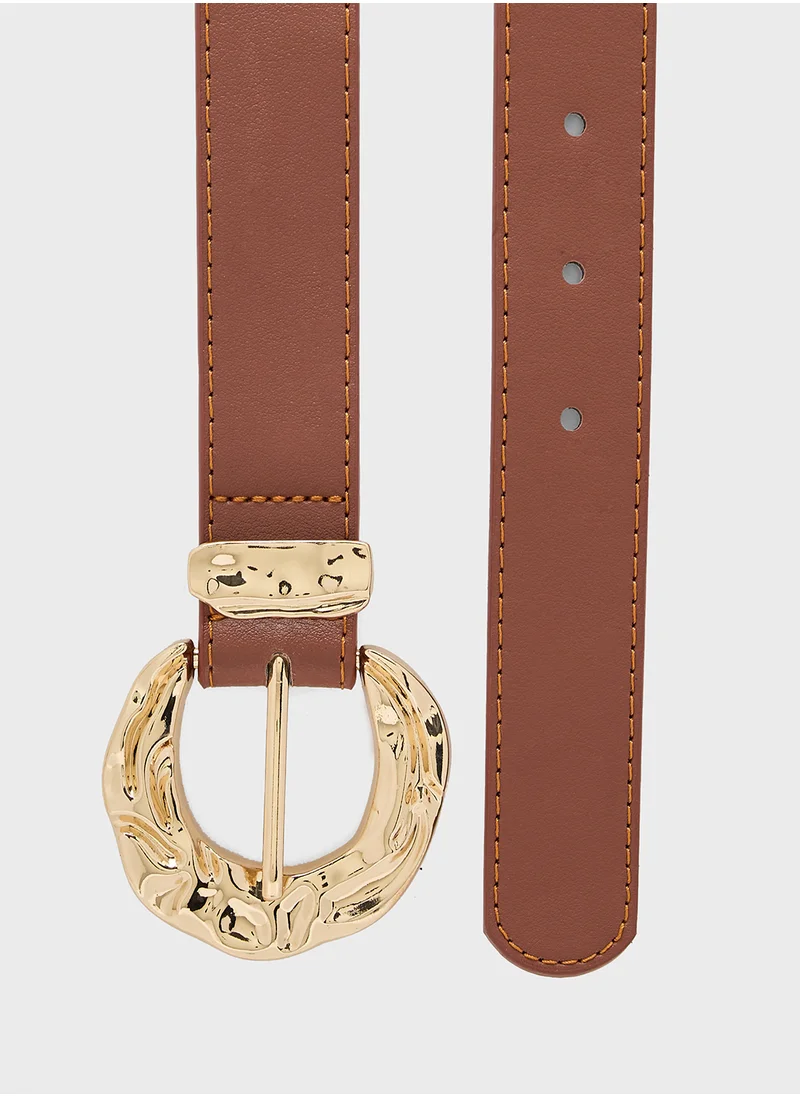 Ginger Ladies Belt With Gold Buckle