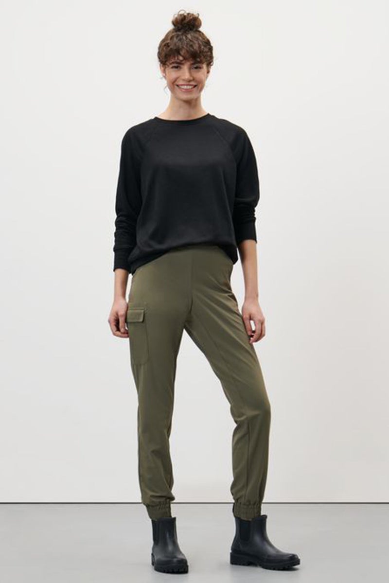 Tchibo Women Regular Fit Solid Training Sweatpants, Olive  - Image 1