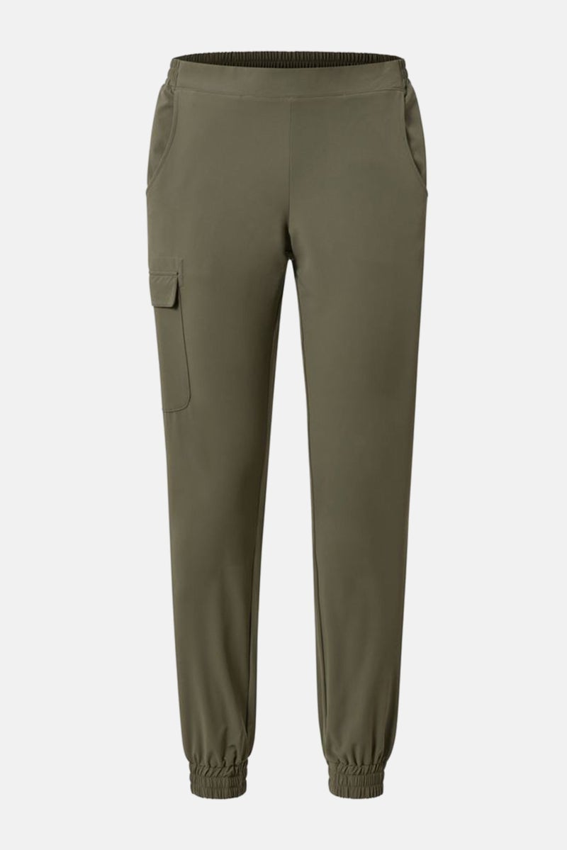 Tchibo Women Regular Fit Solid Training Sweatpants, Olive - Image 3